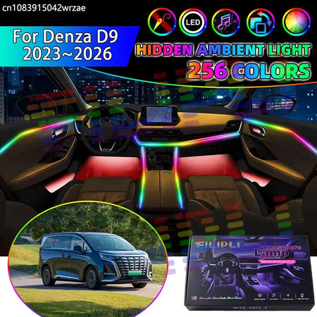 For Denza D9 2023~2026 MRH MRE RGB Car Interior Ambient Lights Strips Breathing Lighting Kit App Control LED strips Auto Parts by InterCyprus Trading Ltd