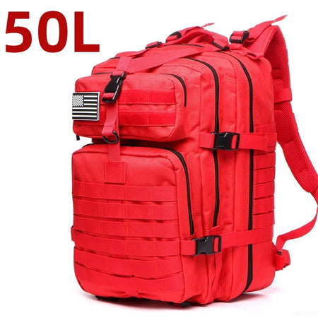 Thuram 25L/50L Waterproof Nylon Trekking Backpack for Outdoor Adventures 50L (Red)