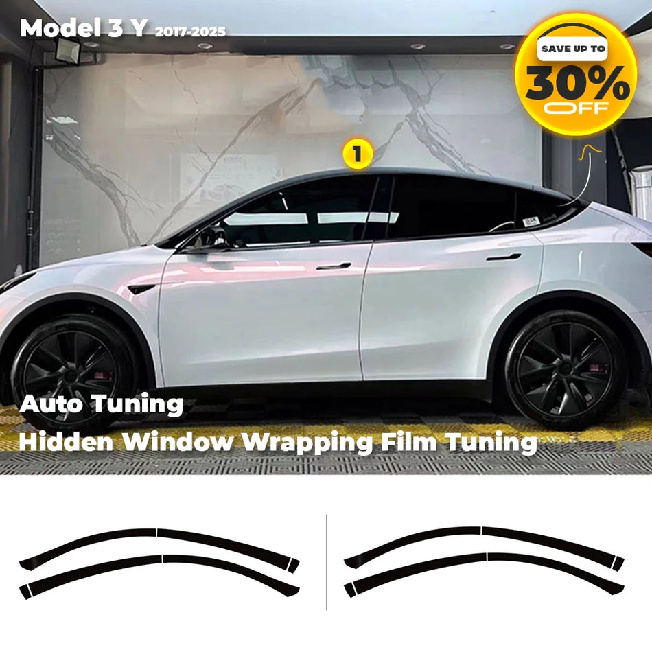 Black Vinyl Roof Wrap for 2024 Tesla Model 3 Highland - Floating Effect Trim Strip Cover Y Juniper Roof Sticker Accessories