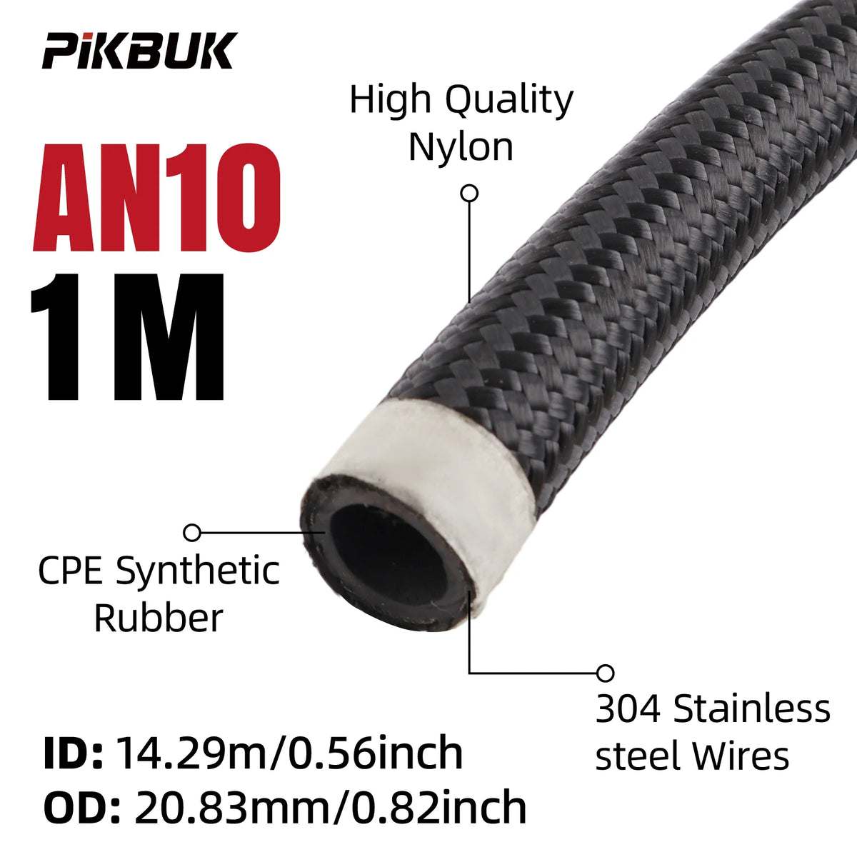 Stainless Braided Fuel Hose With AN4 AN6 AN8 Fittings For 1M To 6M by InterCyprus Trading Ltd