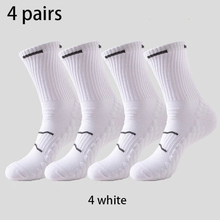 4 Pairs Pro Performance Sport Socks - Breathable Cushioned 4 white Crew / One Size