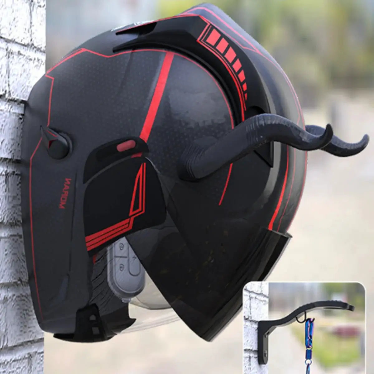 Kitchen Cabinet Shelf Wall Mount Hooks Motorcycle Helmet Hook Racks Helmet Display Hanger Stand Wall-Mounted Storage Holder by InterCyprus Trading Ltd
