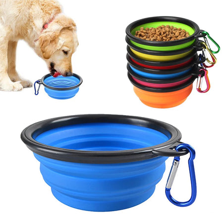 Portable Folding Silicone Dog and Cat Bowl with Carabiner