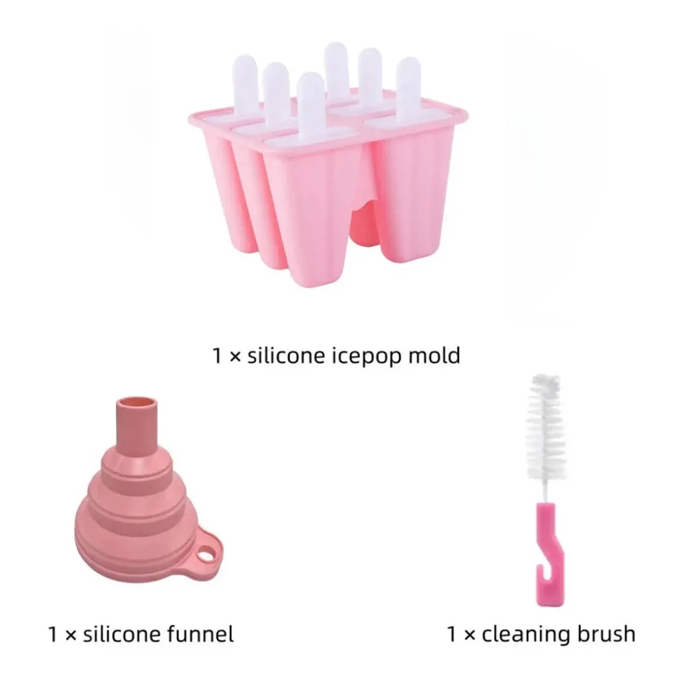 6-Hole Silicone Popsicle Mold Pink