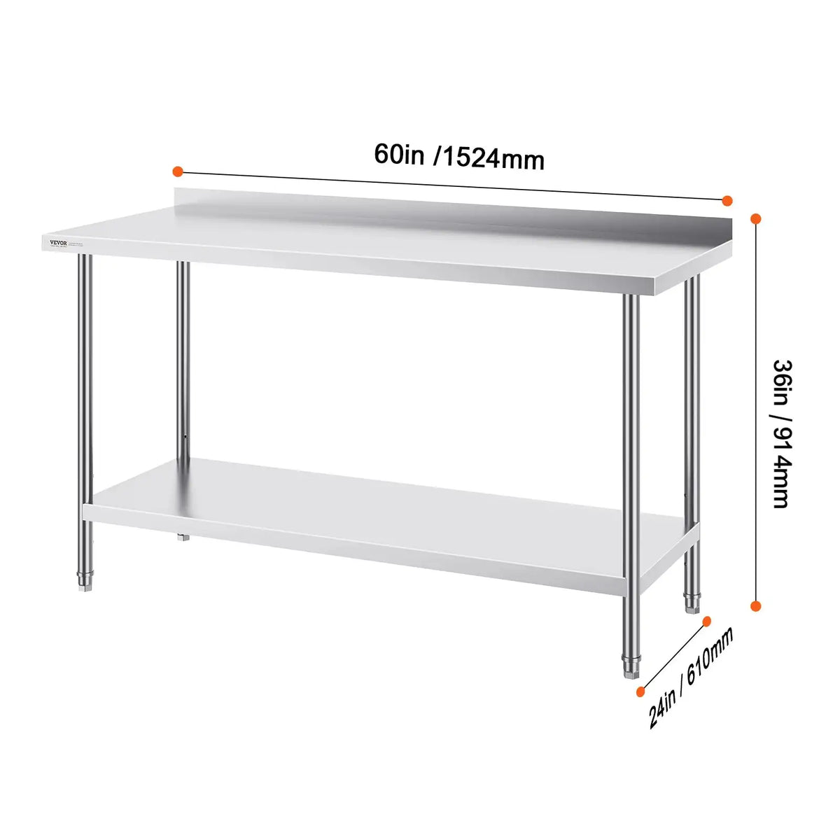 Adjustable Height Stainless Steel Prep Table 24x36 24x60 in / CZECH REPUBLIC