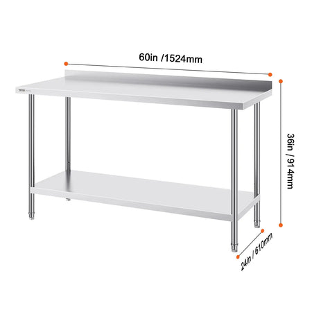 Adjustable Height Stainless Steel Prep Table 24x36 24x60 in / CZECH REPUBLIC