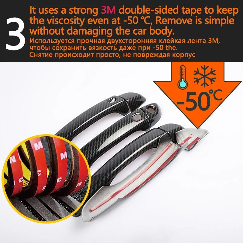 Carbon Fiber Door Handle Covers for Cupra Born 2021-2023 - Stylish Car Accessories with Protective Film Stickers Trim