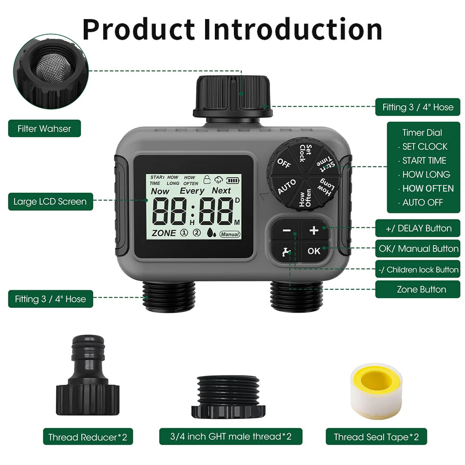 2 Zone Digital Water Timer &ndash; Automatic Irrigation Control