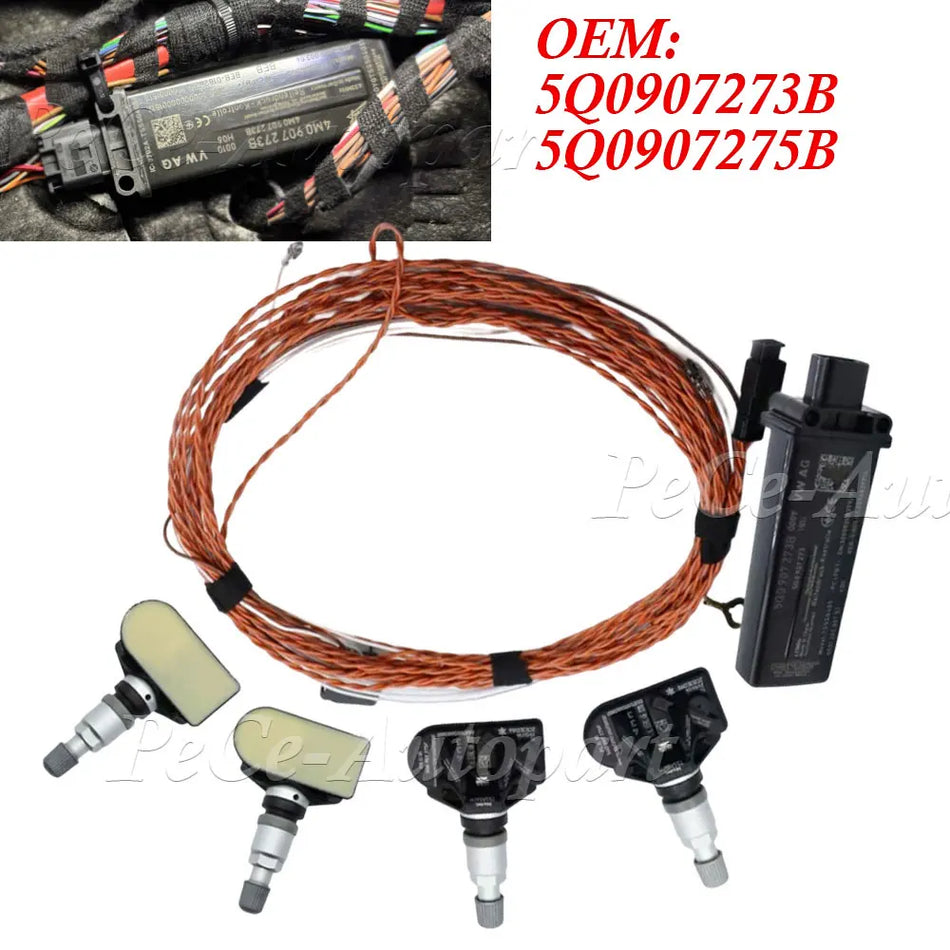 Senzor TPMS pentru presiunea în anvelope, cu valvă din cauciuc, pentru Audi A6 A7 A8 VW Touareg 5Q0907273B