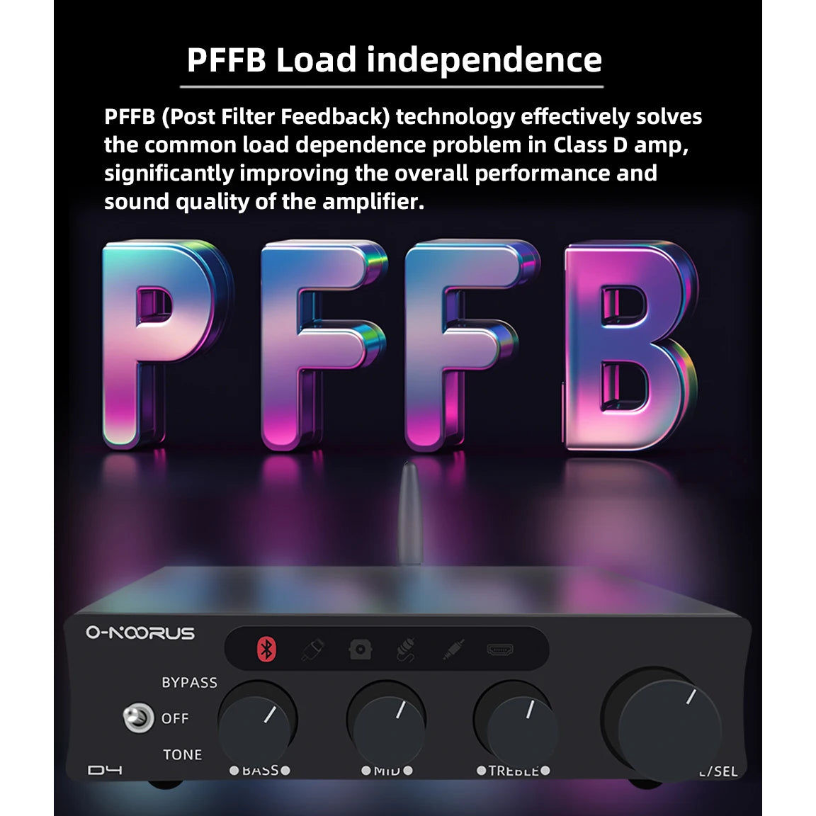 O-NOORUS D4 2.1 Channel Amplifier with HDMI ARC, Bluetooth 5.3 and Multi-Input Support