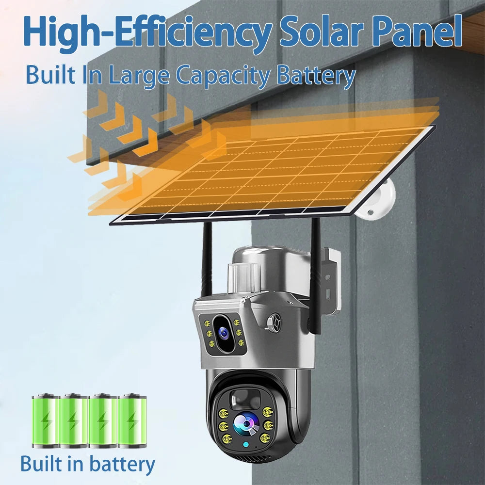 V380 Pro 4G Solar Camera Dual Lenses Outdoor 8MP 4K Low Power Battery IP Camera PIR Night Vision CCTV Security Protection