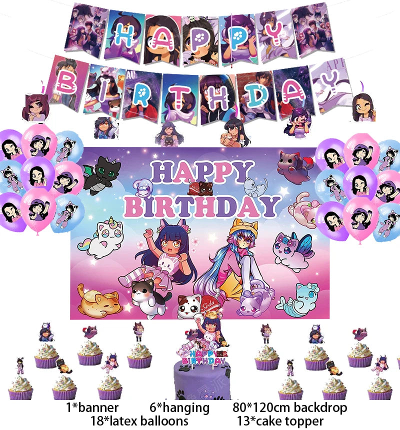 Aphmau Plushies Birthday Party Decoration Set 1set A / CHINA / Other