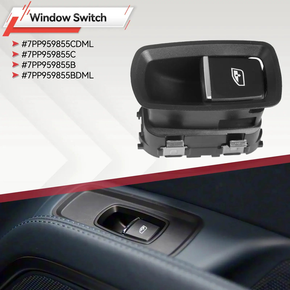 Passenger Side Electric Window Switch 7PP959855C For Porsche Cayenne Macan Panamera 911 918 Boxster 7PP959855B by InterCyprus Trading Ltd