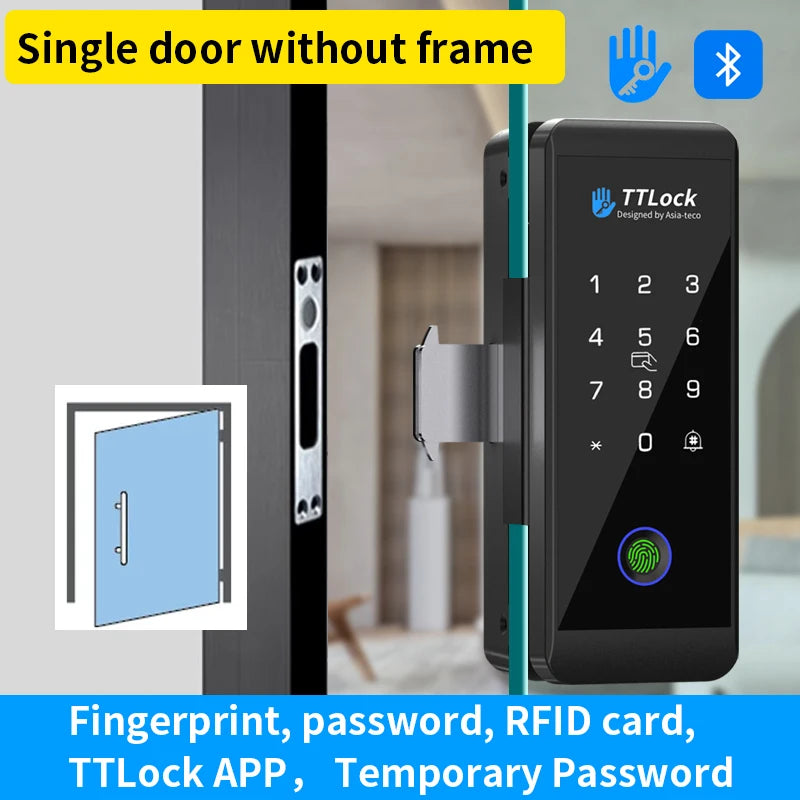 Bluetooth TTLOCK Glass Door Lock &ndash; Biometric Access JDS6-ttlock single