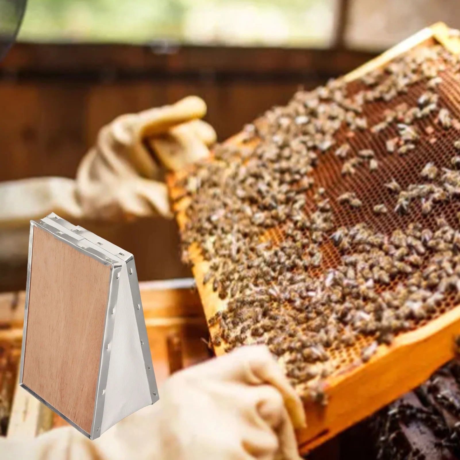 Bee Smoker Bellow PVC Leather Plywood Box &ndash; Clip Included