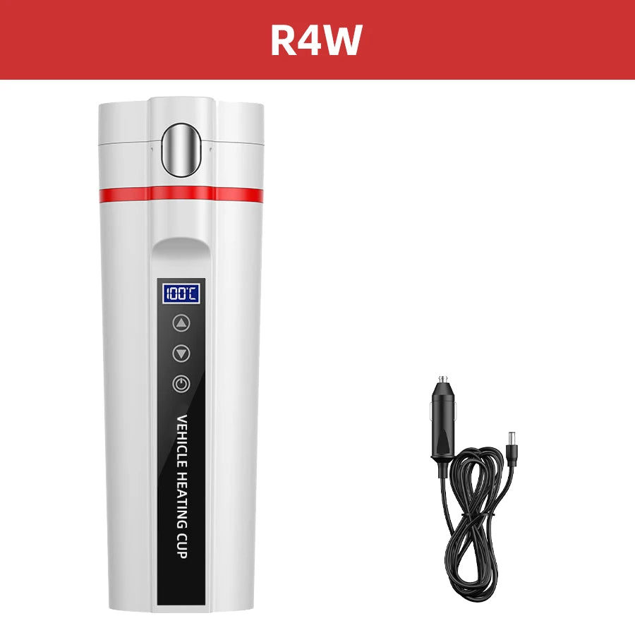 ACCEO 12V/24V Car Heating Cup 450ML &ndash; Digital Display White