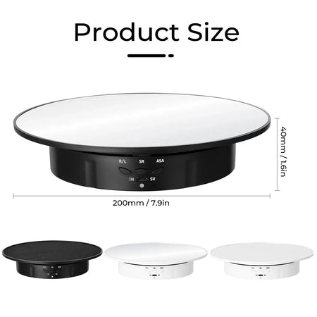 200mm Photography Rotating Display Stand - 3 Speed Electric Turntable