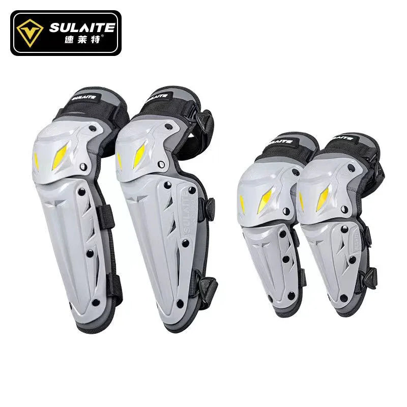 SULAITE Motorcycle Protective Gear Kit: Elbow &amp; Knee Pads Gray Suit