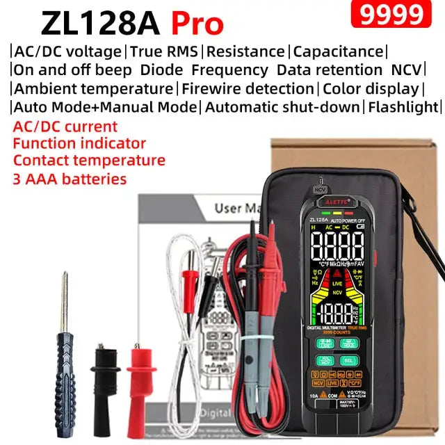 Professional Digital Multimeter 9999 TRMS LCD USB Tester ZL128A Pro