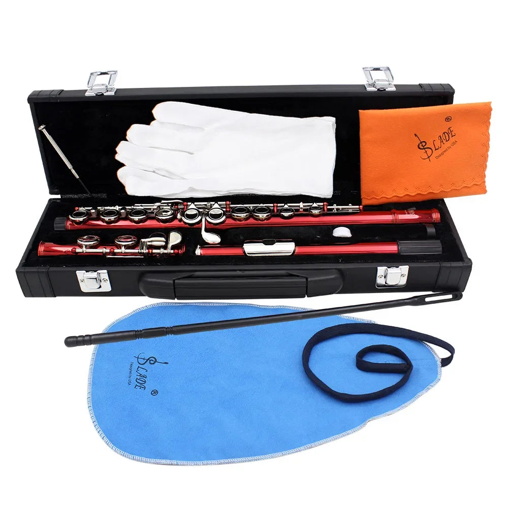 SLADE Flute 16 Open Closed Holes C Key &ndash; Pro Transverse LDF-601 Red