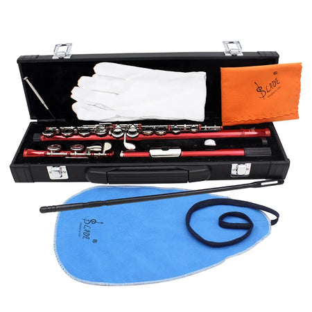 SLADE Flute 16 Open Closed Holes C Key &ndash; Pro Transverse LDF-601 Red