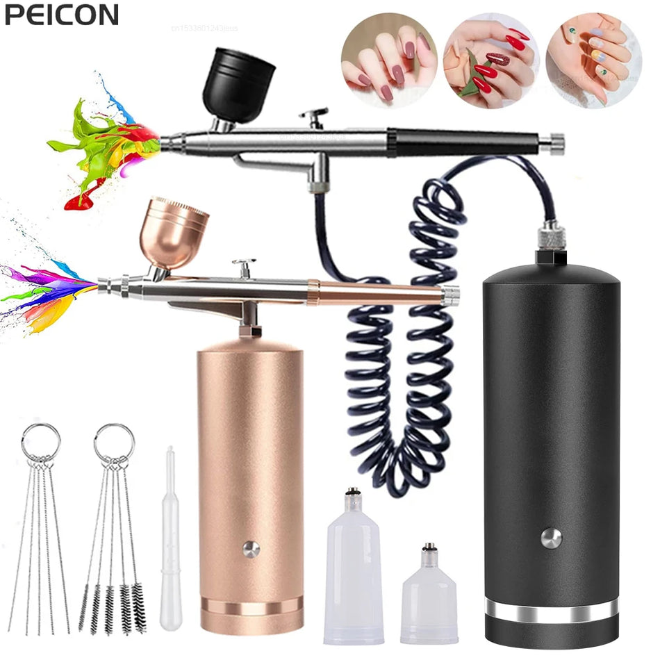 Kit d'aérographe à ongles avec compresseur portable, pistolet de spray d'art des ongles sans fil