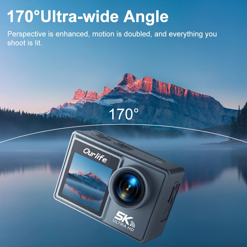 Ourlife MTR40 5K Action Camera &ndash; 170 Degree Waterproof with 5X Zoom