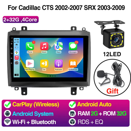 10Inch Car Radio CarPlay Android Auto Cadillac &ndash; Touchscreen 2G 32G 12LED