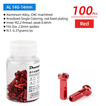 Deemount Bicycle Wheel Caps &ndash; Ultra-Lightweight Aluminum Alloy Design AL14G-14mm RD 100pcs / CN