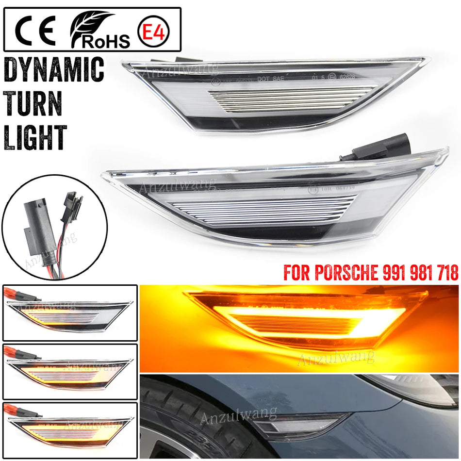 Luces de marcador lateral LED ámbar para Porsche 991 981 718