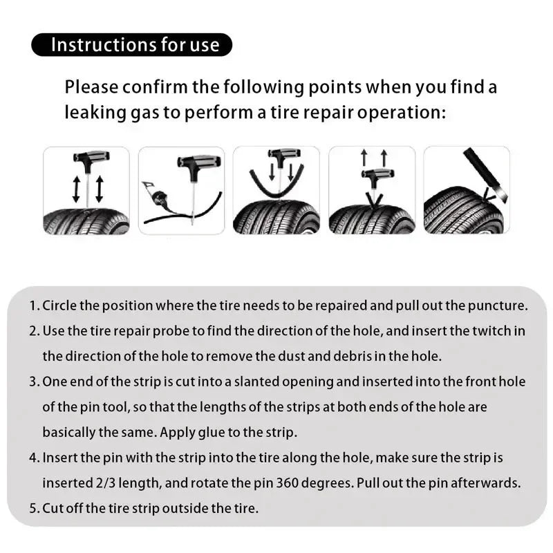 Car Tire Repair Kit - Durable, Portable, and Easy-to-Use with Super Glue