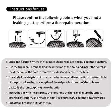Car Tire Repair Kit - Durable, Portable, and Easy-to-Use with Super Glue