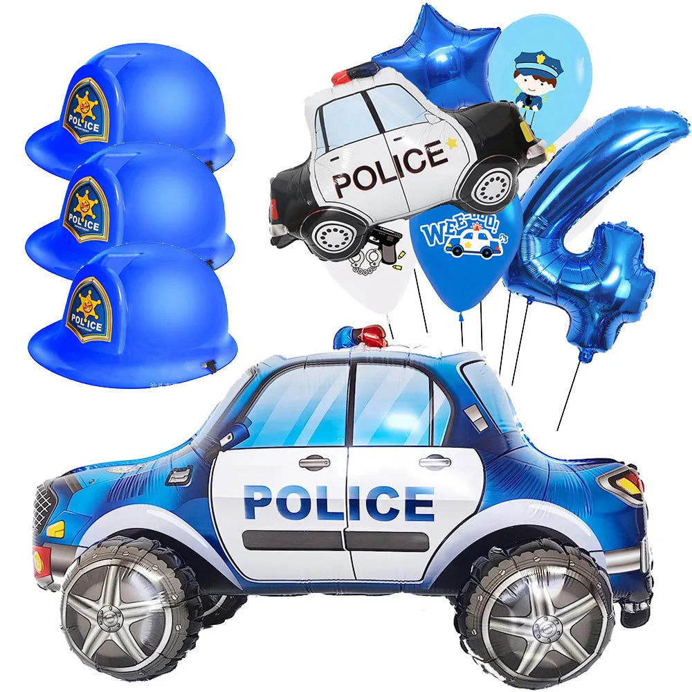 Police-Themed Birthday Party Balloon Supplies for Boys