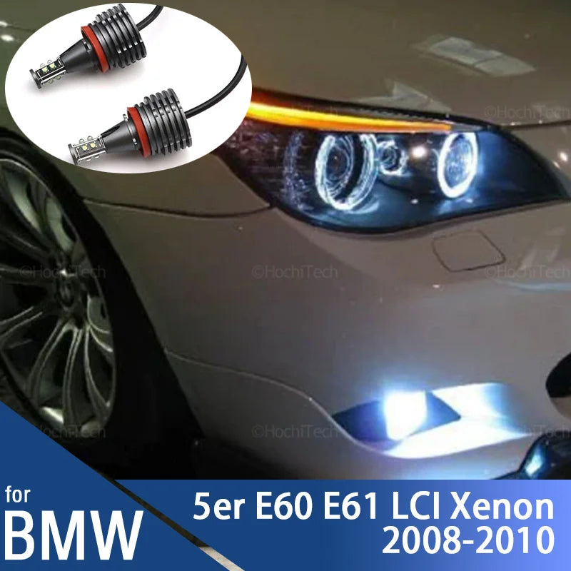 Bombillas de Anillo Angel Eye LED con 6000K Blancas H8 para BMW E60 E61 LCI
