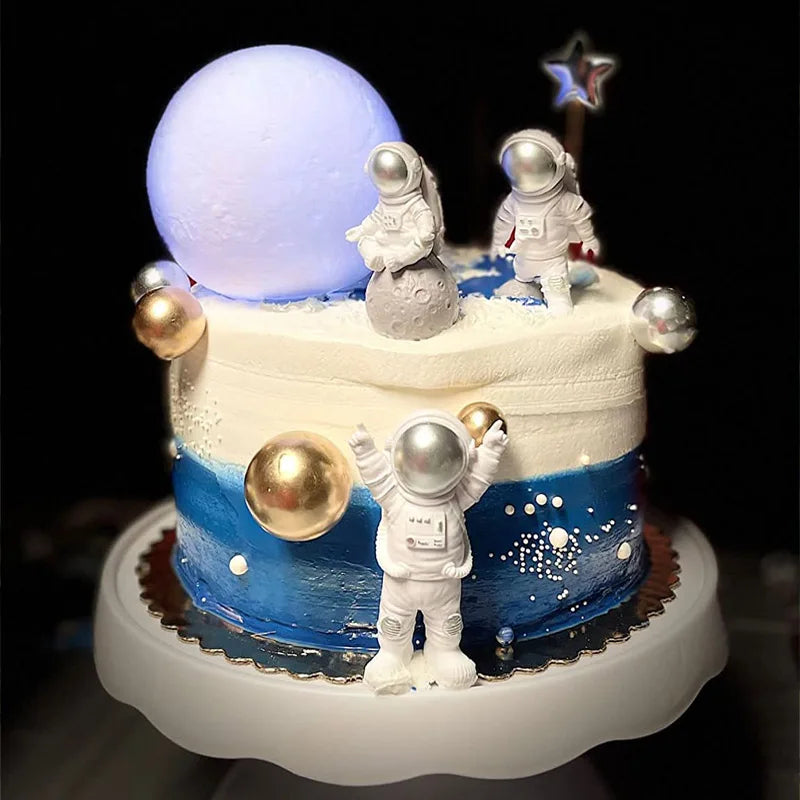 Astronaut Space Cake Toppers - Outer Space Figurines for Party Decorations