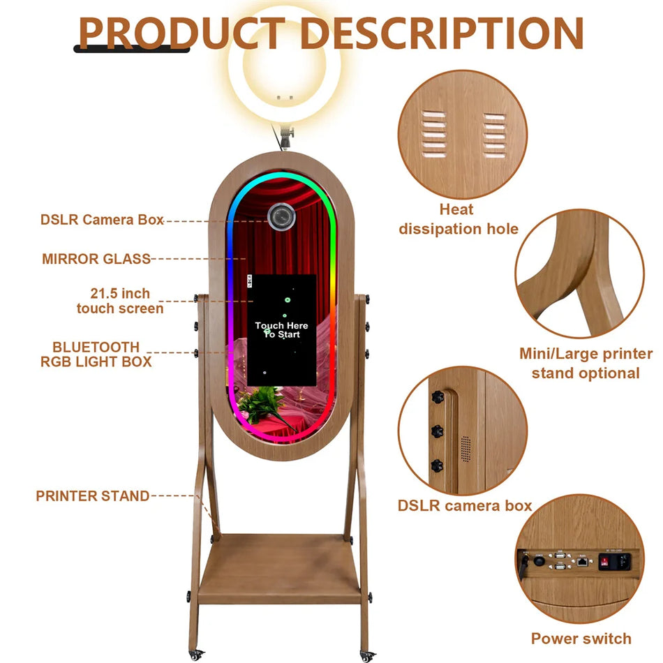 Pārvietojamais burvju spogulis foto kabīne 21.5 Inch Touch Screen