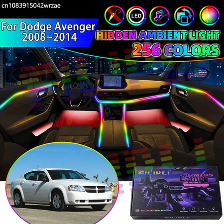 For Dodge Avenger 2008~2014 GTS RGB Car Interior Ambient Lights Strips Breathing Lighting Kit App Control LED strips Auto Parts by InterCyprus Trading Ltd