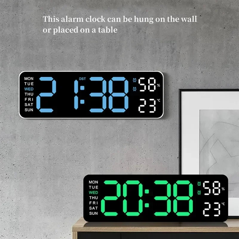 WOKLOK 9 Inch Large Digital Wall Clock &ndash; USB Powered with Temperature and Humidity Display