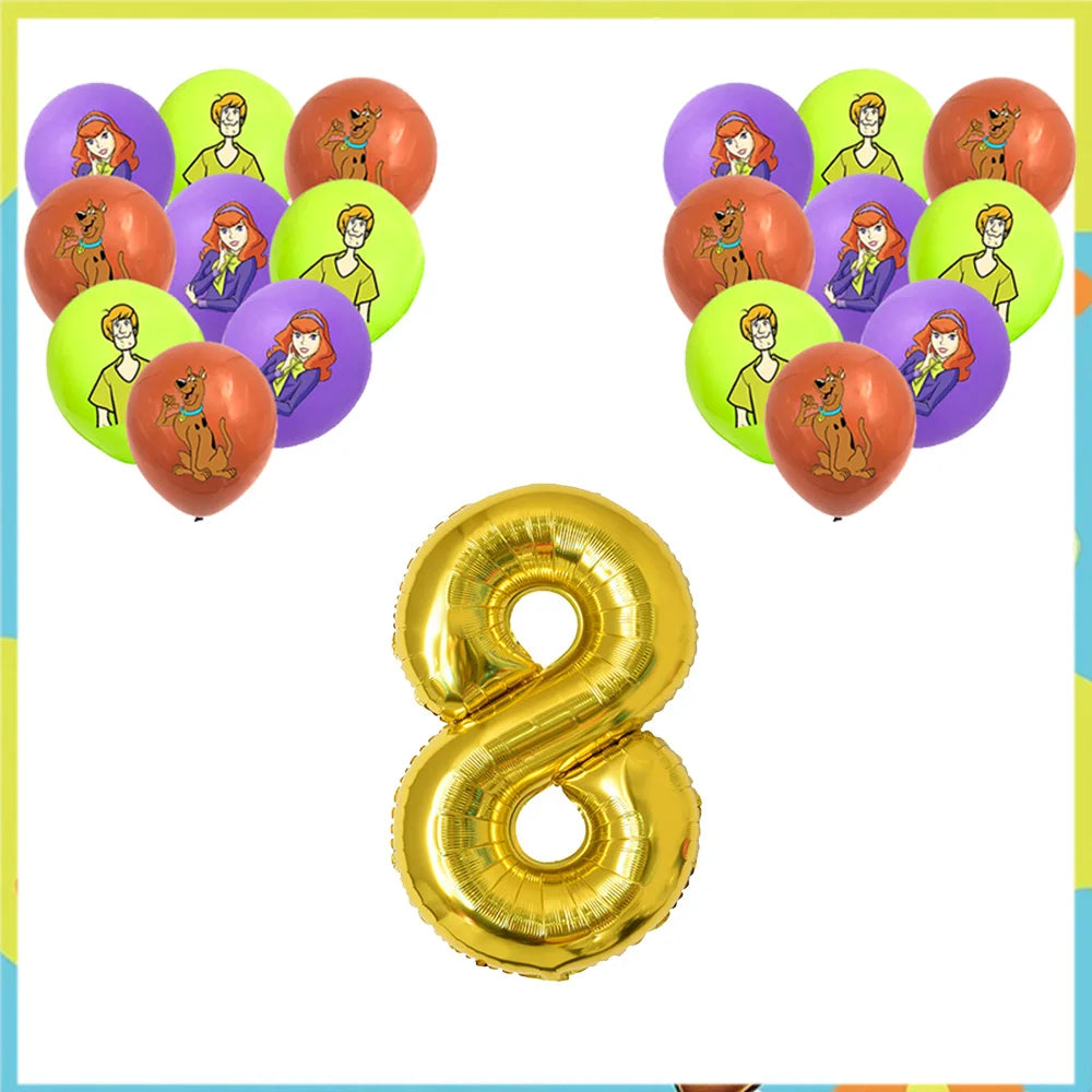 Scooby-Doo Birthday Party Decoration Set with Tableware, Banners, and Balloons