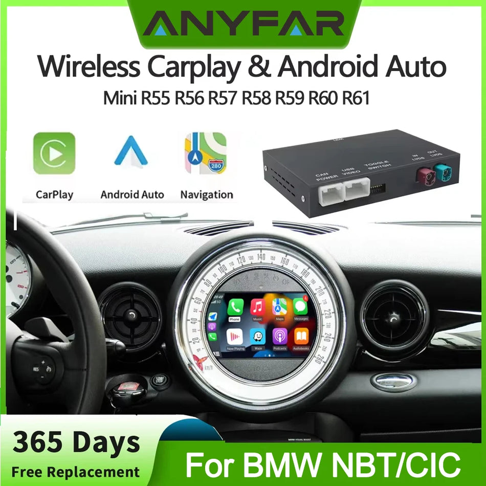 Espelho CarPlay Sem Fios BMW Mini CIC para R55 a R61 Hardtop