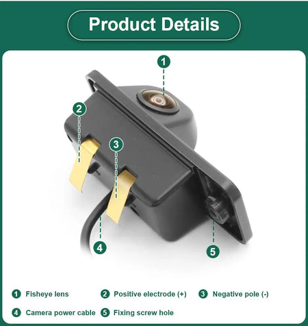 AHD 1080P Car License Plate Light Rear View Reverse Backup Camera For Audi A3 A4 A6 A8 Rs4 RS6 Q5 Q7 2001-2009 Android Unit by InterCyprus Trading Ltd
