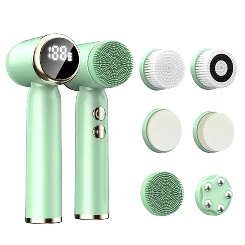 LED Six In One Facial Cleanser &ndash; Six In One Facial Care Tool Green