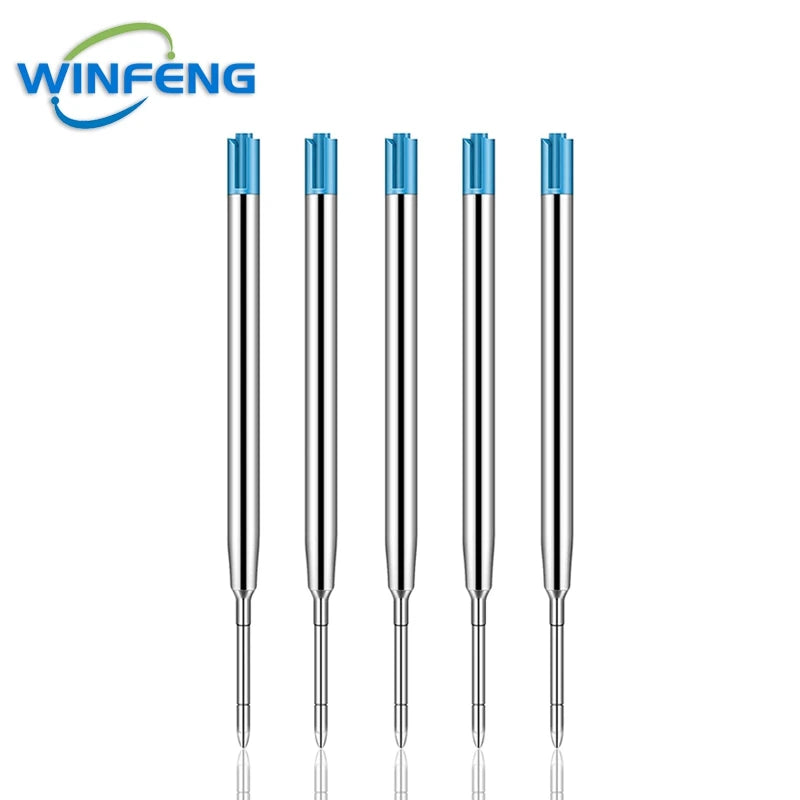 Bolt Action Titanium Alloy Tactical Pen &ndash; Glass Breaker 5Pcs Blue Refills