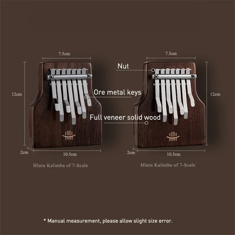 7 Key Kalimba Mini Walnut Base Hole &ndash; Beginner Friendly