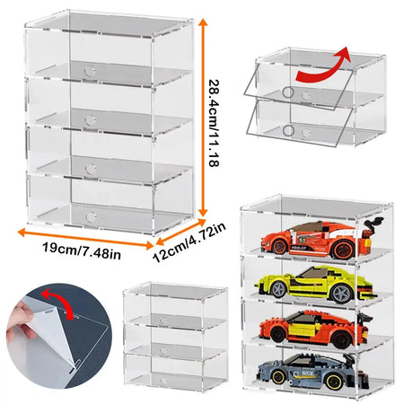 Transparent Acrylic Multi-Layer Display Case, Model Car, Figure and Collectible Storage Box by InterCyprus Trading Ltd
