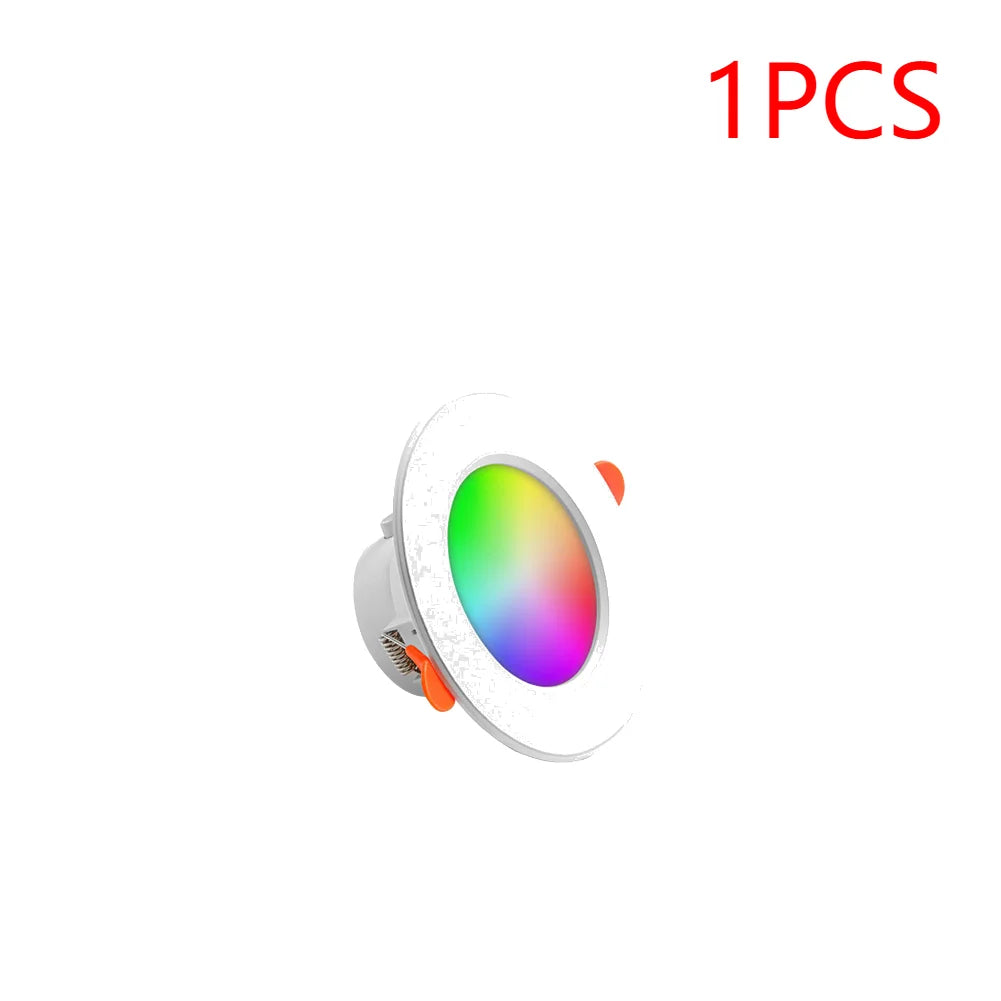 1-10PCS 10W Smart LED Downlight Bluetooth Ceiling Lamp RGB Lamp APP Remote Control Color Changing light for Google Alexa Home 1PCS