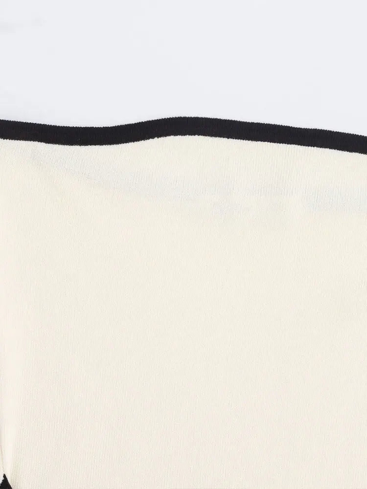 Contrasting Backless Knitted Mini Dress for Women