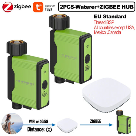 ZIGBEE WIFI Garden Watering Timer with Smart Sprinkler System - TUYA Compatible 2PCS-GX02-HUB-EU