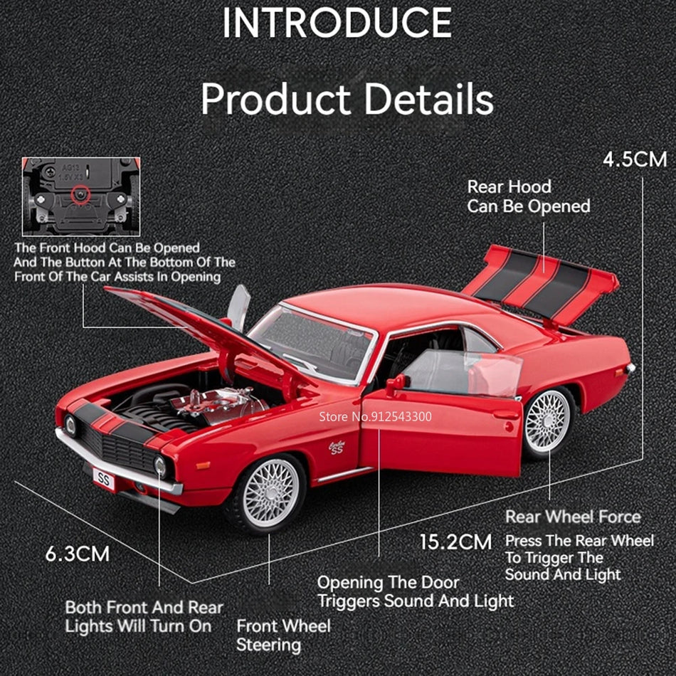 Diecast Alloy Car Model with Sound and Light for Chevrolet Camaro SS