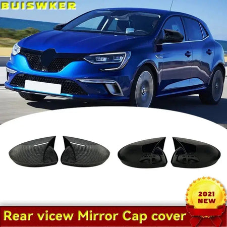 New Bat Style High Quality Abs Plastic 2 Pieces Mirror Covers Caps RearView Case Gloss Black For Renault Megane 4 2016 - 2019 by InterCyprus Trading Ltd